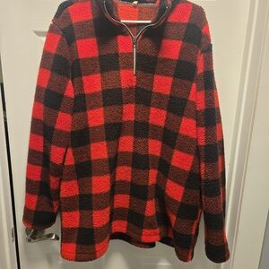 Red and Black Checkered Men's Sweater